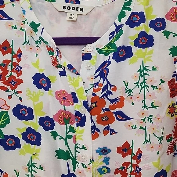 Boden Flame Scarlet Diamond Terrace Alicia Red and Pink Floral Blouse Size 8 - Picture 7 of 16